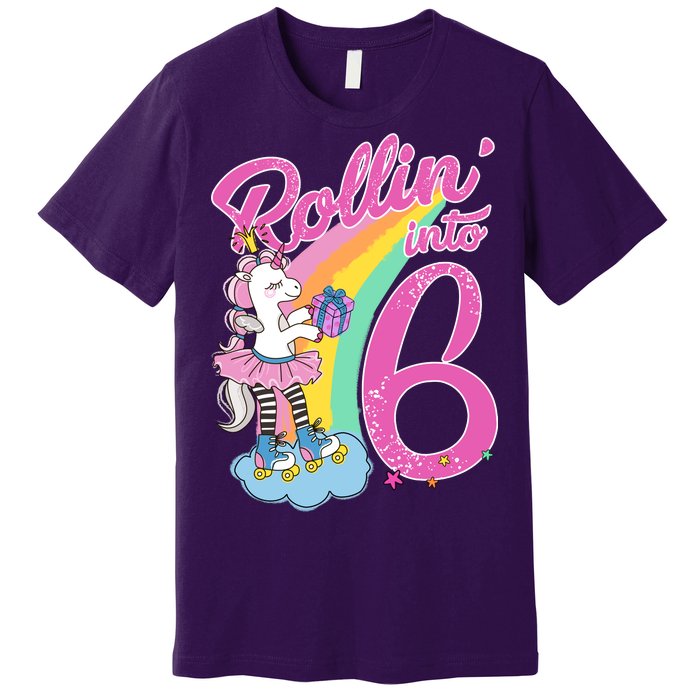 Rollin' Into 6 Skating Unicorn  Premium T-Shirt