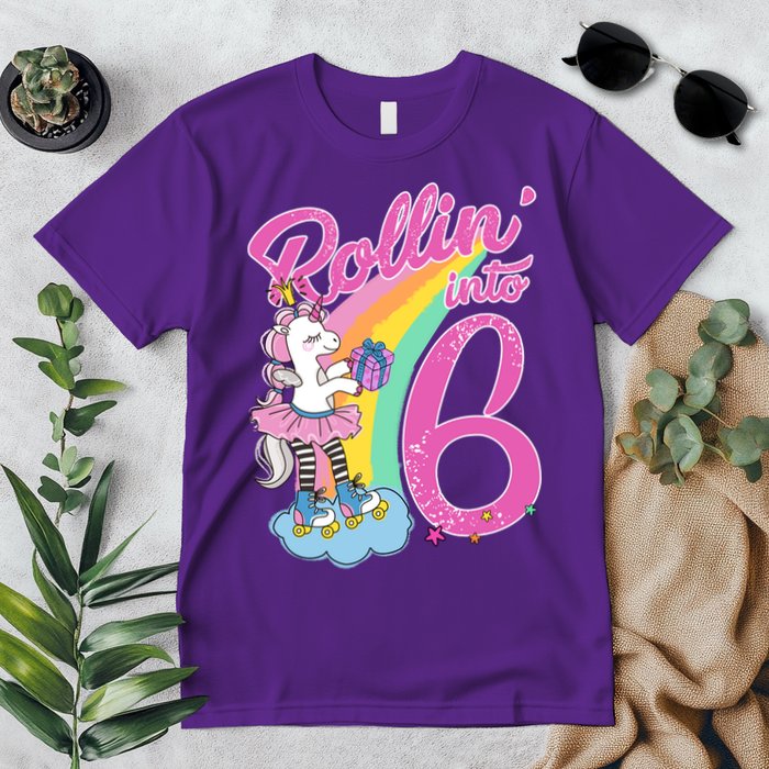 Rollin' Into 6 Skating Unicorn  Premium T-Shirt
