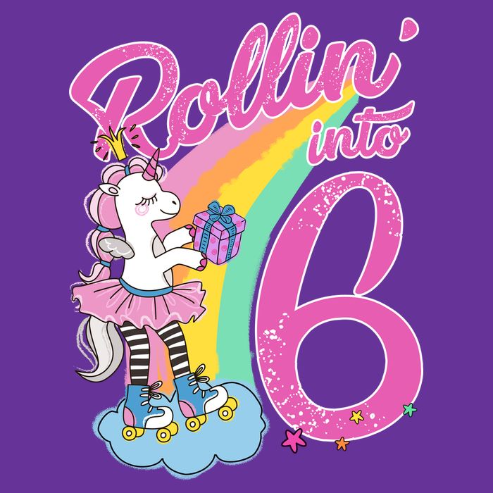 Rollin' Into 6 Skating Unicorn  Premium T-Shirt