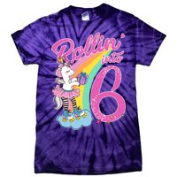 Rollin' Into 6 Skating Unicorn  Tie-Dye T-Shirt