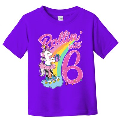 Rollin' Into 6 Skating Unicorn  Toddler T-Shirt