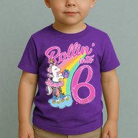 Rollin' Into 6 Skating Unicorn  Toddler T-Shirt