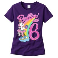 Rollin' Into 6 Skating Unicorn  Womens T-Shirt