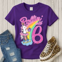 Rollin' Into 6 Skating Unicorn  Womens T-Shirt
