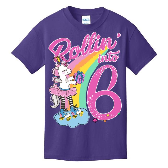 Rollin' Into 6 Skating Unicorn  Kids T-Shirt