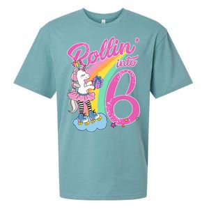 Rollin' Into 6 Skating Unicorn  Sueded Cloud Jersey T-Shirt