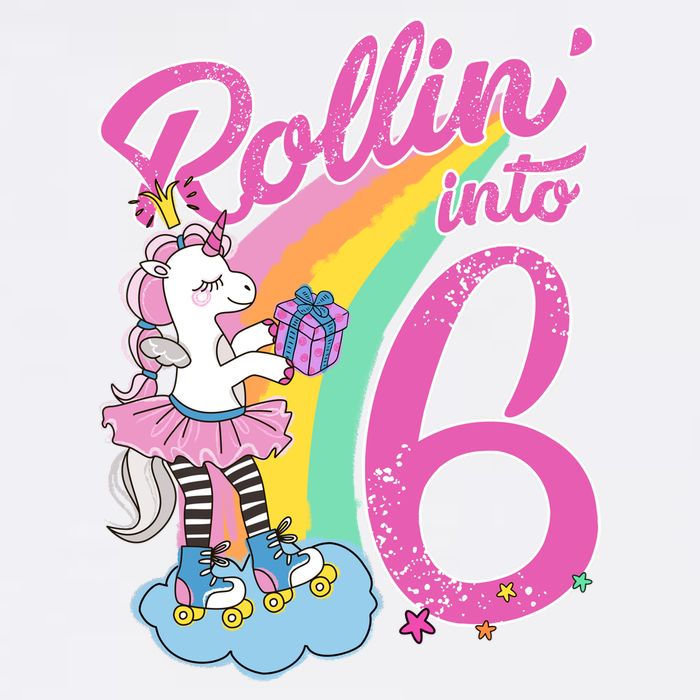 Rollin' Into 6 Skating Unicorn  Garment-Dyed Sweatshirt