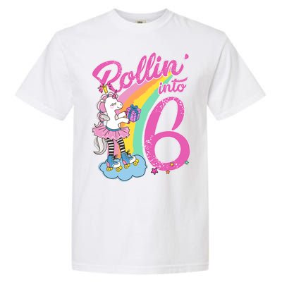 Rollin' Into 6 Skating Unicorn  Garment-Dyed Heavyweight T-Shirt