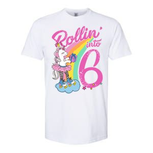 Rollin' Into 6 Skating Unicorn  Softstyle CVC T-Shirt