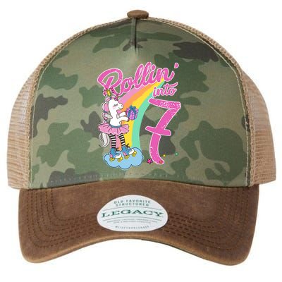 Rollin' Into 7 Skating Unicorn Birthday Legacy Tie Dye Trucker Hat