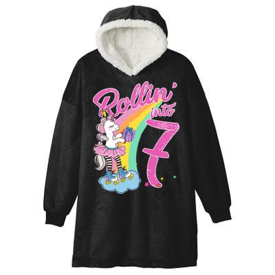 Rollin' Into 7 Skating Unicorn Birthday Hooded Wearable Blanket