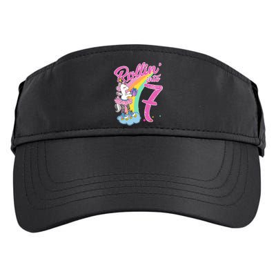 Rollin' Into 7 Skating Unicorn Birthday Adult Drive Performance Visor
