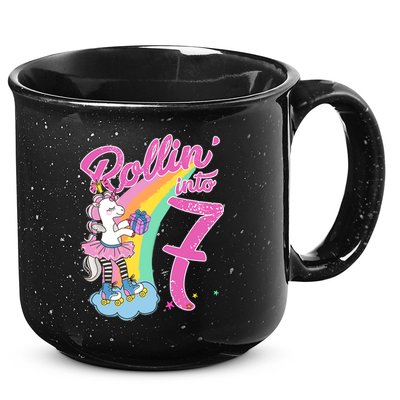 Rollin' Into 7 Skating Unicorn Birthday 15oz Campfire Ceramic Mug