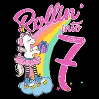 Rollin' Into 7 Skating Unicorn Birthday Drawstring Bag