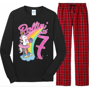 Rollin' Into 7 Skating Unicorn Birthday Long Sleeve Pajama Set