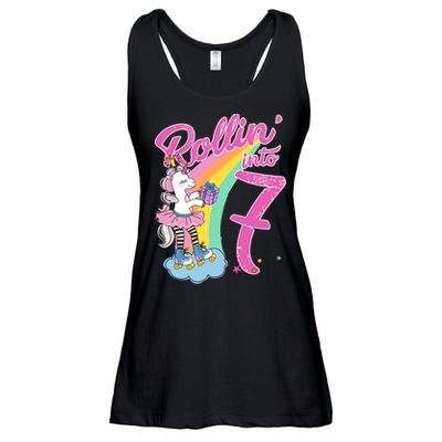 Rollin' Into 7 Skating Unicorn Birthday Ladies Essential Flowy Tank