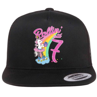 Rollin' Into 7 Skating Unicorn Birthday Flatbill Hat