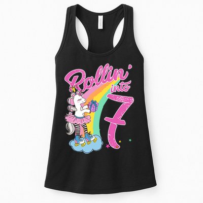 Rollin' Into 7 Skating Unicorn Birthday Womens Tank Top
