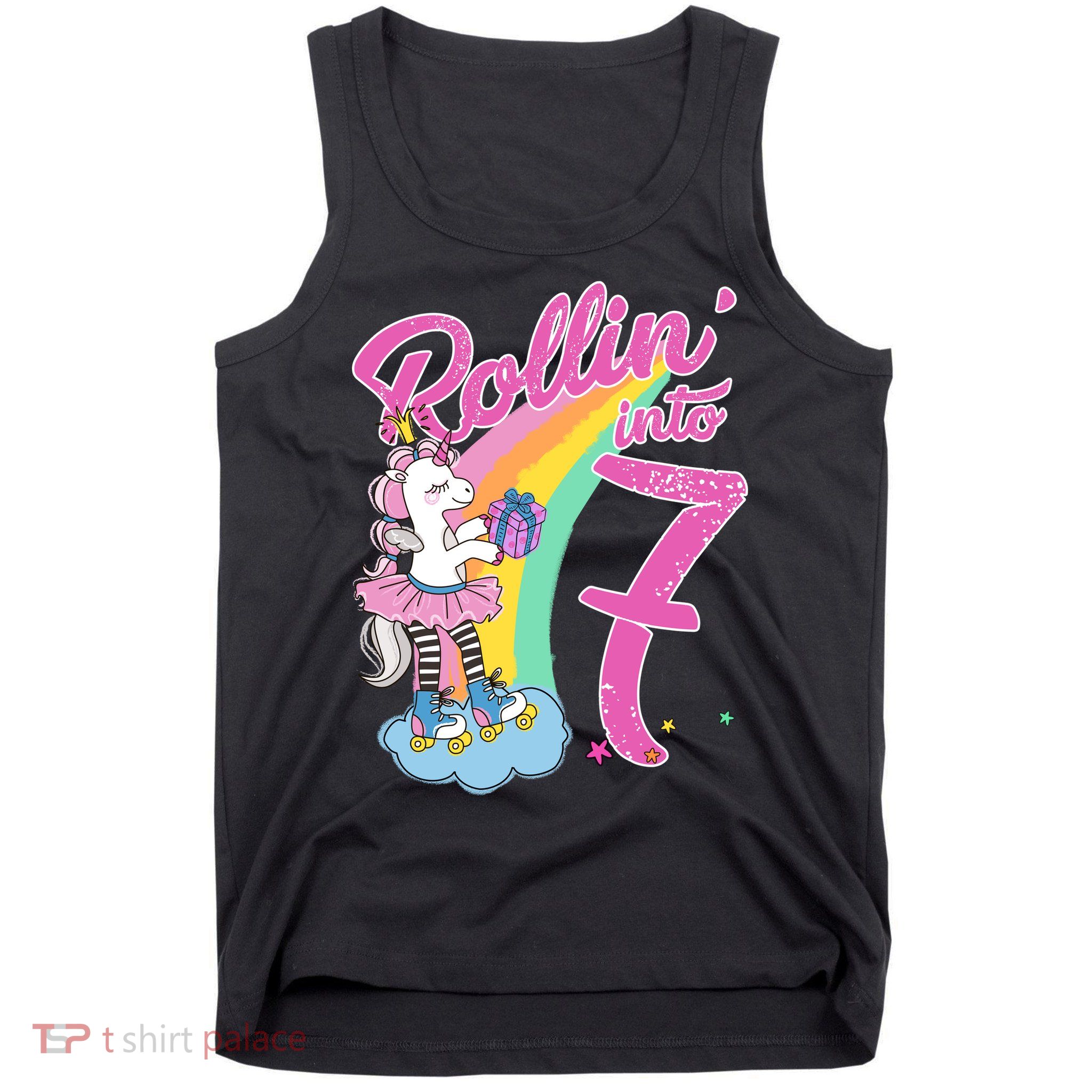 Rollin' Into 7 Skating Unicorn Birthday Tank Top