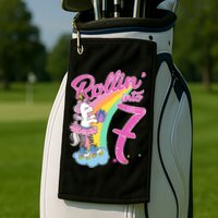 Rollin' Into 7 Skating Unicorn Birthday Golf Towel