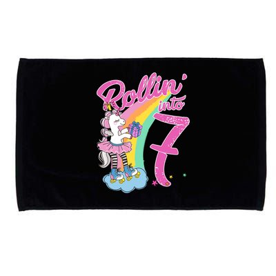 Rollin' Into 7 Skating Unicorn Birthday Microfiber Hand Towel
