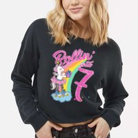 Rollin' Into 7 Skating Unicorn Birthday Cropped Pullover Crew