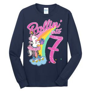 Rollin' Into 7 Skating Unicorn Birthday Tall Long Sleeve T-Shirt