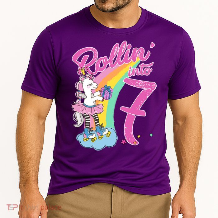 Rollin' Into 7 Skating Unicorn Birthday Performance Shirt