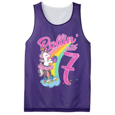Rollin' Into 7 Skating Unicorn Birthday Mesh Reversible Basketball Jersey Tank