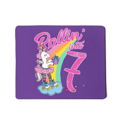 Rollin' Into 7 Skating Unicorn Birthday Mousepad