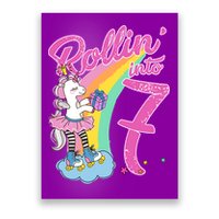 Rollin' Into 7 Skating Unicorn Birthday Poster