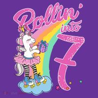 Rollin' Into 7 Skating Unicorn Birthday Poster