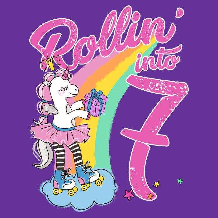 Rollin' Into 7 Skating Unicorn Birthday Baby Bodysuit