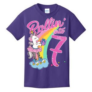 Rollin' Into 7 Skating Unicorn Birthday Kids T-Shirt