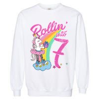 Rollin' Into 7 Skating Unicorn Birthday Garment-Dyed Sweatshirt