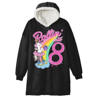 Rollin' Into 8 Skating Unicorn Birthday Hooded Wearable Blanket