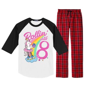 Rollin' Into 8 Skating Unicorn Birthday Raglan Sleeve Pajama Set