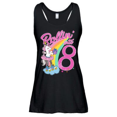 Rollin' Into 8 Skating Unicorn Birthday Ladies Essential Flowy Tank