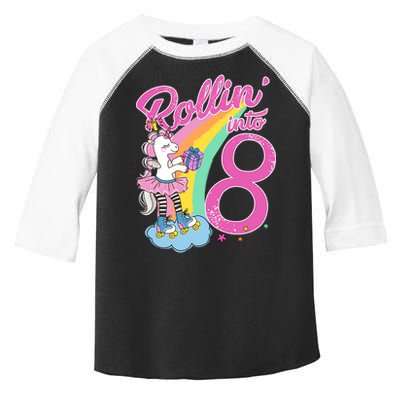 Rollin' Into 8 Skating Unicorn Birthday Toddler Fine Jersey T-Shirt