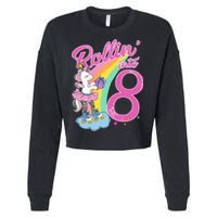 Rollin' Into 8 Skating Unicorn Birthday Cropped Pullover Crew
