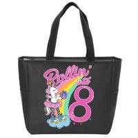 Rollin' Into 8 Skating Unicorn Birthday Zip Tote Bag