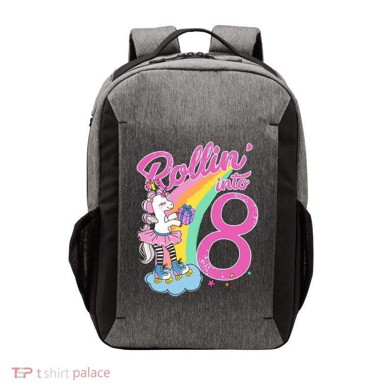 Rollin' Into 8 Skating Unicorn Birthday Vector Backpack