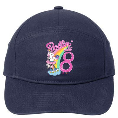 Rollin' Into 8 Skating Unicorn Birthday 7-Panel Snapback Hat