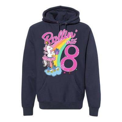 Rollin' Into 8 Skating Unicorn Birthday Premium Hoodie