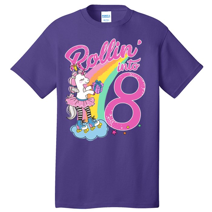 Rollin' Into 8 Skating Unicorn Birthday Tall T-Shirt