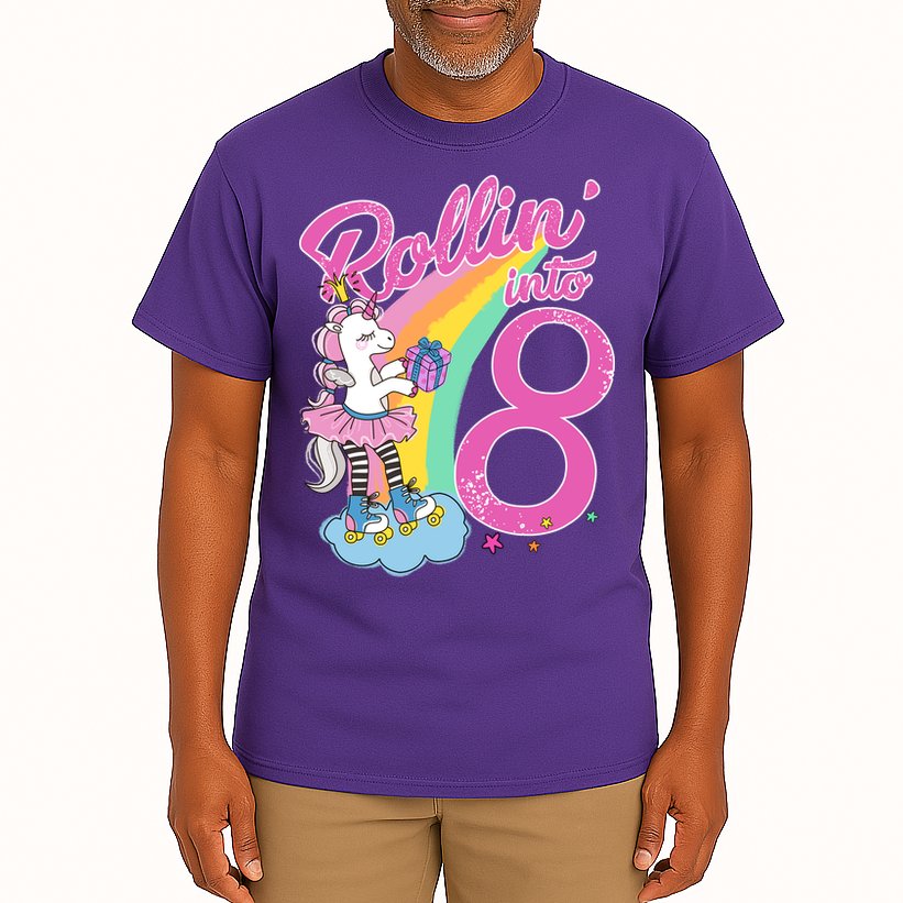 Rollin' Into 8 Skating Unicorn Birthday Tall T-Shirt