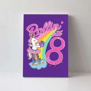 Rollin' Into 8 Skating Unicorn Birthday Canvas