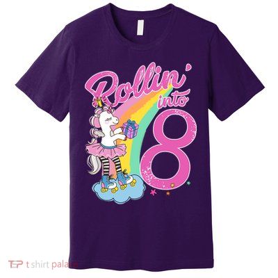 Rollin' Into 8 Skating Unicorn Birthday Premium T-Shirt