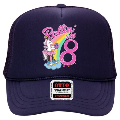 Rollin' Into 8 Skating Unicorn Birthday Trucker Hat