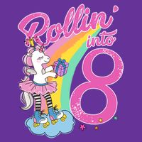 Rollin' Into 8 Skating Unicorn Birthday Toddler T-Shirt